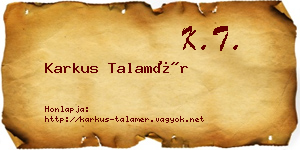 Karkus Talamér névjegykártya
